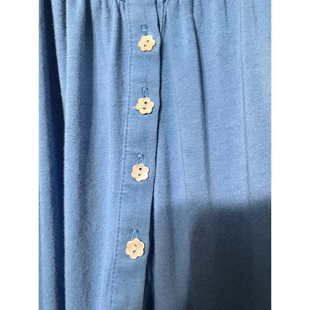 Eileen West Blue Floral Embroidered Long Sleeve Nightgown Small